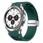 For Samsung Galaxy Watch 4 Classic 42 / 46mm Richard Magnetic Folding Silver Buckle Silicone Watch Band(Dark Green) - 1