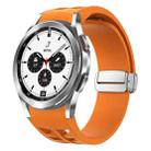 For Samsung Galaxy Watch 4 Classic 42 / 46mm Richard Magnetic Folding Silver Buckle Silicone Watch Band(Orange) - 1