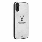 For Samsung Galaxy A36 Deer Head Cloth Skin All-inclusive Phone Case(White) - 1