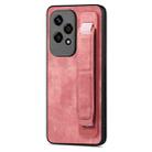 For Honor 200 Lite Golbal Retro Wristband Holder Leather Back Phone Case(Pink) - 1