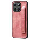 For Honor X6a Retro Wristband Holder Leather Back Phone Case(Pink) - 1