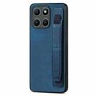 For Honor X6a Retro Wristband Holder Leather Back Phone Case(Blue) - 1