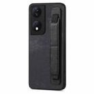 For Honor X7b Retro Wristband Holder Leather Back Phone Case(Black) - 1