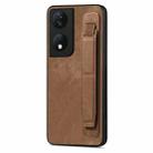For Honor X7b Retro Wristband Holder Leather Back Phone Case(Brown) - 1