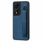 For Honor X7b Retro Wristband Holder Leather Back Phone Case(Blue) - 1