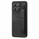 For Honor X8b Retro Wristband Holder Leather Back Phone Case(Black) - 1