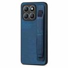 For Honor X8b Retro Wristband Holder Leather Back Phone Case(Blue) - 1