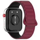 For Huawei Watch Fit3 Color Buckle Two Color Magnetic Silicone Watch Band(Wine Red Black) - 2