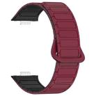 For Huawei Watch Fit3 Color Buckle Two Color Magnetic Silicone Watch Band(Wine Red Black) - 3