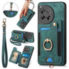 For OnePlus 12 5G Retro Skin-feel Ring Multi-card RFID Wallet Phone Case(Green) - 1