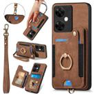 For OnePlus Nord CE3 Retro Skin-feel Ring Multi-card RFID Wallet Phone Case(Brown) - 1