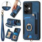 For OnePlus Nord CE3 Retro Skin-feel Ring Multi-card RFID Wallet Phone Case(Blue) - 1