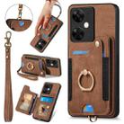 For OnePlus Nord CE3 Lite Retro Skin-feel Ring Multi-card RFID Wallet Phone Case(Brown) - 1