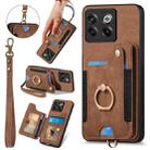 For OnePlus 10T Retro Skin-feel Ring Multi-card RFID Wallet Phone Case(Brown) - 1