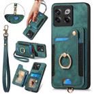 For OnePlus 10T Retro Skin-feel Ring Multi-card RFID Wallet Phone Case(Green) - 1