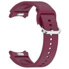 For Samsung Galaxy Watch7 40 / 44mm Solid Color Silver Buckle Quick Release Silicone Watch Band(Wine Red) - 3