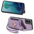 For Motorola Moto G 2024 Retro Skin-feel Ring Multi-card RFID Wallet Phone Case(Purple) - 2