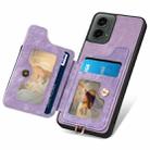 For Motorola Moto G 2024 Retro Skin-feel Ring Multi-card RFID Wallet Phone Case(Purple) - 3