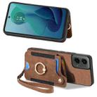 For Motorola Moto G 2024 Retro Skin-feel Ring Multi-card RFID Wallet Phone Case(Brown) - 2