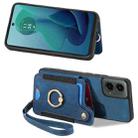 For Motorola Moto G 2024 Retro Skin-feel Ring Multi-card RFID Wallet Phone Case(Blue) - 2