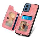 For Motorola G Play 2024 Retro Skin-feel Ring Multi-card RFID Wallet Phone Case(Pink) - 3