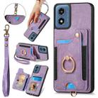 For Motorola G Play 2024 Retro Skin-feel Ring Multi-card RFID Wallet Phone Case(Purple) - 1