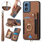 For Motorola G Play 2024 Retro Skin-feel Ring Multi-card RFID Wallet Phone Case(Brown) - 1