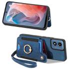 For Motorola G Play 2024 Retro Skin-feel Ring Multi-card RFID Wallet Phone Case(Blue) - 2