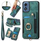 For Motorola G Play 2024 Retro Skin-feel Ring Multi-card RFID Wallet Phone Case(Green) - 1