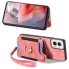 For Motorola G Power 5G 2024 Retro Skin-feel Ring Multi-card RFID Wallet Phone Case(Pink) - 2