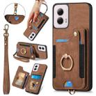 For Motorola G Power 5G 2024 Retro Skin-feel Ring Multi-card RFID Wallet Phone Case(Brown) - 1