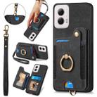 For Motorola G Power 5G 2024 Retro Skin-feel Ring Multi-card RFID Wallet Phone Case(Black) - 1