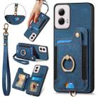 For Motorola G Power 5G 2024 Retro Skin-feel Ring Multi-card RFID Wallet Phone Case(Blue) - 1