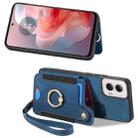 For Motorola G Power 5G 2024 Retro Skin-feel Ring Multi-card RFID Wallet Phone Case(Blue) - 2