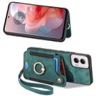 For Motorola G Power 5G 2024 Retro Skin-feel Ring Multi-card RFID Wallet Phone Case(Green) - 2