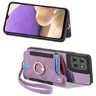 For Motorola Moto G Power 2025 5G Retro Skin-feel Ring Multi-card RFID Wallet Phone Case(Purple) - 2