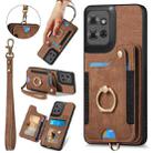For Motorola Moto G Power 2025 5G Retro Skin-feel Ring Multi-card RFID Wallet Phone Case(Brown) - 1