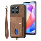 For Honor X6a Retro Card Wallet Fold Leather Phone Case with Strap(Brown) - 2