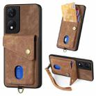 For Honor X7b Retro Card Wallet Fold Leather Phone Case with Strap(Brown) - 1