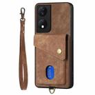 For Honor X7b Retro Card Wallet Fold Leather Phone Case with Strap(Brown) - 3