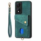 For Honor X7b Retro Card Wallet Fold Leather Phone Case with Strap(Green) - 3