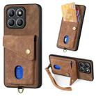 For Honor X8b Retro Card Wallet Fold Leather Phone Case with Strap(Brown) - 1