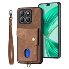 For Honor X8b Retro Card Wallet Fold Leather Phone Case with Strap(Brown) - 2