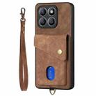 For Honor X8b Retro Card Wallet Fold Leather Phone Case with Strap(Brown) - 3