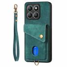 For Honor X8b Retro Card Wallet Fold Leather Phone Case with Strap(Green) - 3