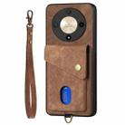 For Honor X9b Retro Card Wallet Fold Leather Phone Case with Strap(Brown) - 3