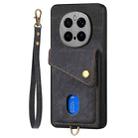 For Honor Magic7 Pro Retro Card Wallet Fold Leather Phone Case with Strap(Black) - 2