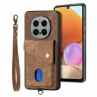 For Honor Magic7 Pro Retro Card Wallet Fold Leather Phone Case with Strap(Brown) - 1