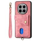 For Honor Magic7 Pro Retro Card Wallet Fold Leather Phone Case with Strap(Pink) - 2