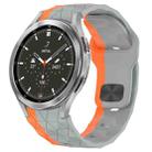 For Samsung  Galaxy Watch 4 Classic 46mm Football Texture Reverse Buckle Silicone Watch Band(Grey Orange) - 1
